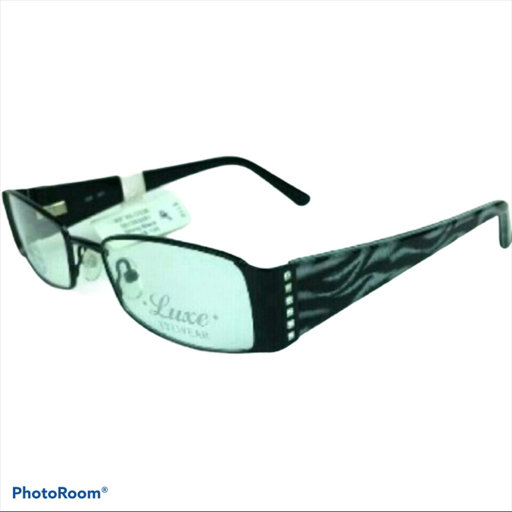 Luxe Eyeglasses Black White Zebra Rhinestones